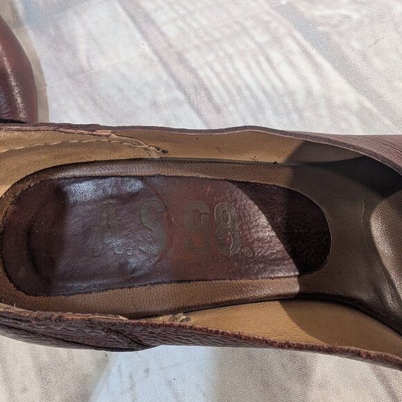 AS98 Burgundy Leather Peep Toe Slingback Pumps Women Sz 37 - Picture 4 of 9